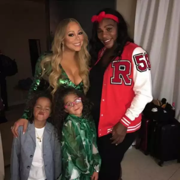 Singer Mariah Carey, Her Kids Pose With With Tennis Star, Serena Williams At The Backstage